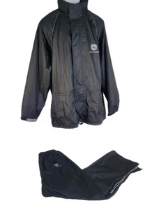 John Deere Mens Large Rain Suit West Chester 2 Piece Lightweight Black - Picture 1 of 17