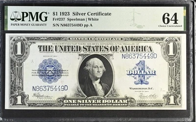 1923 $1 Silver Certificate FR.237  PMG 64 - Image 1 of 2