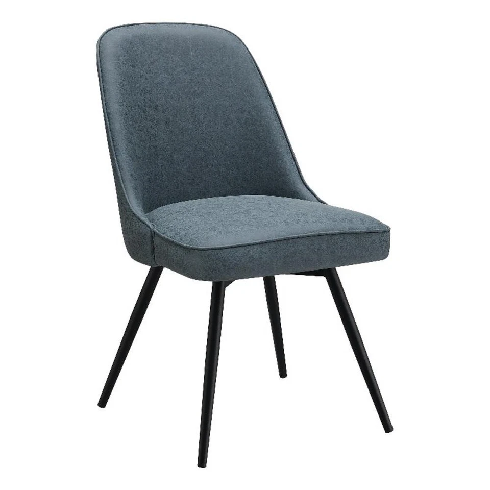 Silla giratoria OSP Home Martel de cuero sintético con patas negras en azul marino Foto 1 de 4