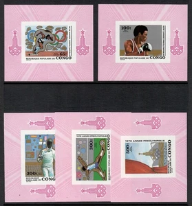 Congo PR, 1979, Sc. ##C256-C260 deluxe, MNH, Olympics Moscow-80. Soccer, Boxing - Picture 1 of 1
