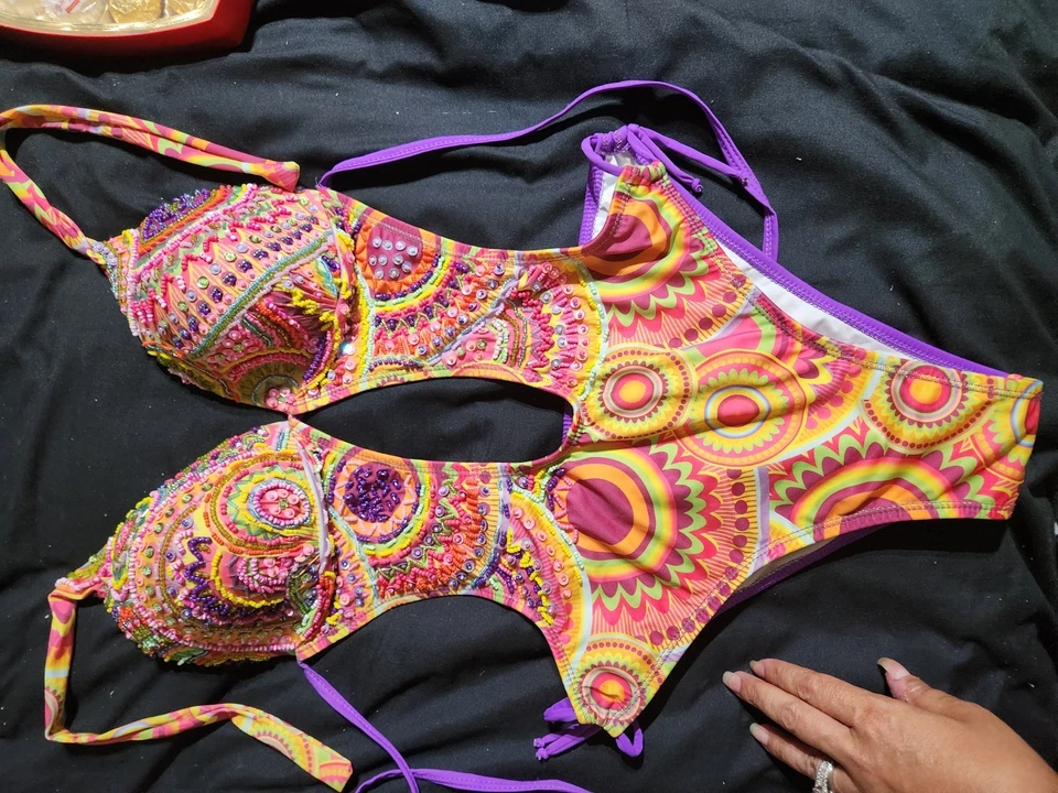 Authentic Brazilian Sequin, Crystals Bathing Suit Monokini Nvr Worn Retail $680 - Image 1 of 4