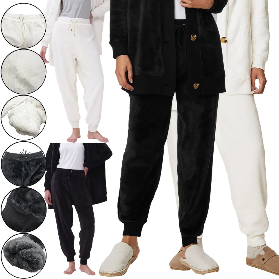 M&S Fluffy Teddy Sherpa Fleece Lined Joggers Lounge Bottoms Cosy Elasticated - Image 1 of 1