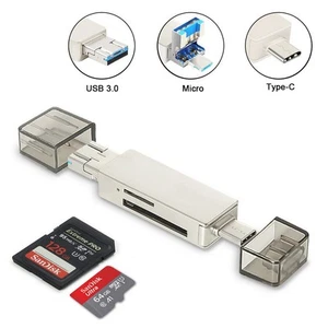 Micro SD Card Reader Adapter Type C USB 2.0 & Micro USB Smartphones PC - Zdjęcie 1 z 8
