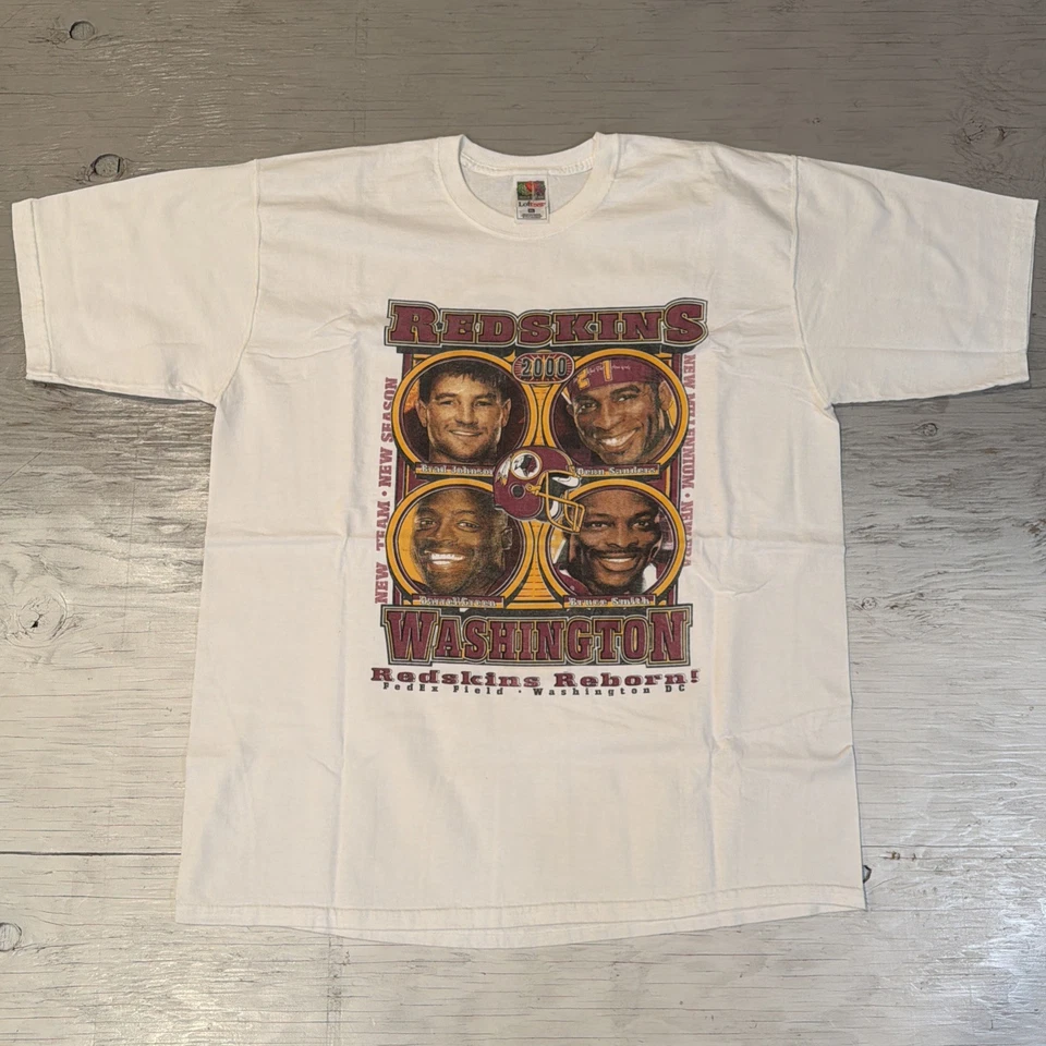 Camiseta de fútbol americano vintage 2000 NFL Washington Redskins Deion Sanders Bruce Smith XL Foto 1 de 4
