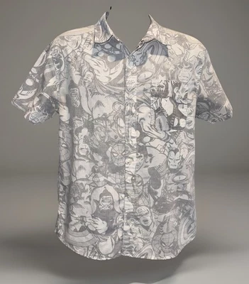 Men's Marvel Comics Avengers Short Sleeve Black and White Button Shirt Medium - Image 1 of 4