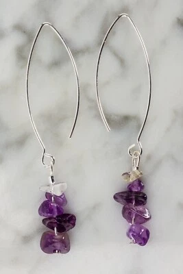 Pendientes colgantes de cristal de carin de oración de amatista hechos a mano  Foto 1 de 4