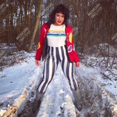 Leggings a Rayas Pantalones Góticos Circo Halloween Pantalones Alternativos Negro Blanco Foto 1 de 4