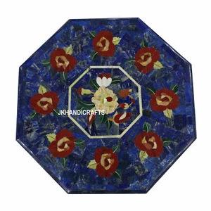 20" Marble Coffee Table Top Random Sea Shell Floral Inlay Art Entry Decor - Picture 1 of 5