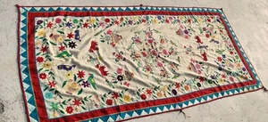 74" x 35" Vintage Rabari Throw Embroidery Ethnic Tapestry Tribal Wall Hanging - Picture 1 of 6