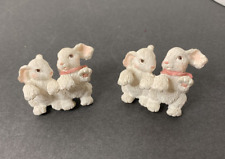 Lot of 2 Miniature White Bunny Rabbit Figurines Made Of Resin 2 Inch Tall