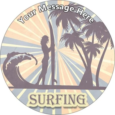 Vintage Surfing Personalised Cake Toppers Edible Icing Wafer Decor Bday Sports - Image 1 of 4