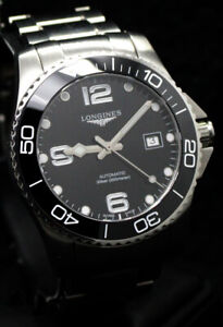 MEN'S LONGINES HYDROCONQUEST AUTOMATIC BLACK DIAL DAY SWISS WATCH