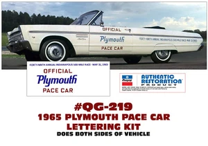 QG-219 1965 PLYMOUTH PACE CAR - BODY LETTERING DECAL KIT - LICENSED - Bild 1 von 2