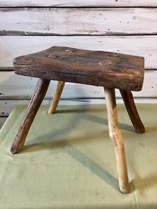 Antik Holz Schemel Hocker Landhaus Stil (m3) - Bild 1 von 7