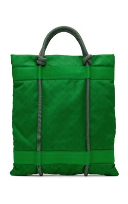 (SIN IMPUESTOS ADUANEROS) BOTTEGA VENETA Bolso de Mano Alto Verde Patrón Intreciato Nylon Foto 1 de 4