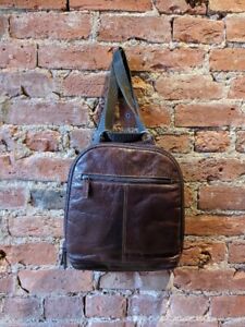 Jack Georges Convertible Voyager Small Backpack/Crossbody Dark Brown Leather