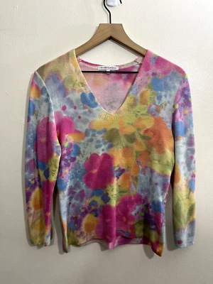 Винтажный Y2K Maximalist Groovy акварель цветочный свитер Artsy пастель Funky богемное 90-х - Изображение 1 из 4