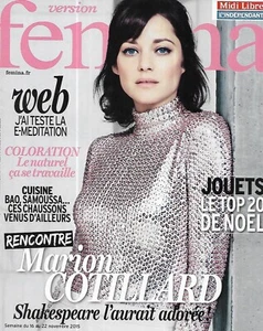 VERSION FEMINA n°711 16/11/2015  Marion Cotillard/ Jouets: Top 20/ E-Méditation - Imagen 1 de 1