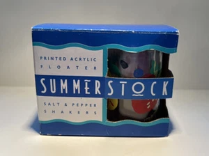 Rare CIB Summer Stock Printed Floater Acrylic Salt & Pepper Set - Vintage - Picture 1 of 11