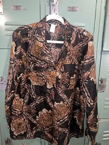 Camicetta seta vintage stampa animalier taglia grande rivali anni 80 vibrazioni - Foto 1 di 6
