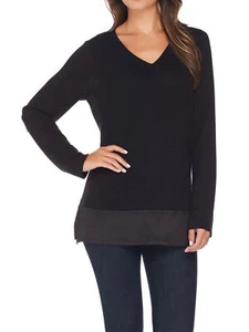 KELLY by CLINTON KELLY Gr. M Pullover Strickoberteil mit Wildlederimitatbesatz SCHWARZ - Bild 1 von 5
