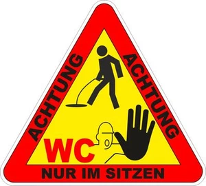 10x WC NUR IM SITZEN pinkeln Toilettentür Klo Stopp Aufkleber 50x45mm 10132 - Bild 1 von 3