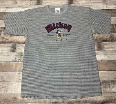 Mickey & Co. Shirt Adult XL Gray Striped Vintage Mickey Mouse Disney - Image 1 of 4