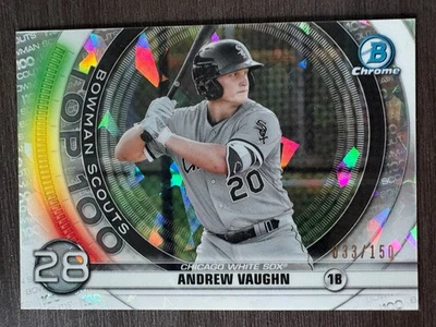 2020 Bowman Chrome Andrew Vaughn Scouts Top 100 Atomic Refractor #28 serial /150 - Image 1 of 2
