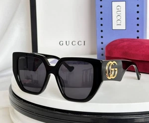 New GG0956S Oversized Geometric Women's Sunglasses Black/Grey Lense - Picture 1 of 11
