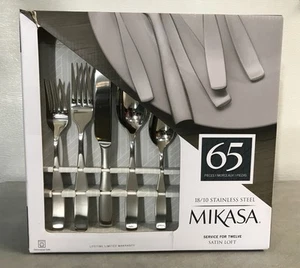 NIB MIKASA SATIN LOFT 65-TEILIGES SILBER BESTECKSET - SERVICE FÜR 12 - Bild 1 von 3