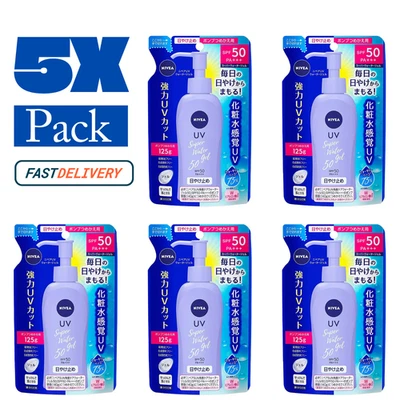 Gel de agua UV NIVEA SPF50 PA+++ 140 g bomba protector solar diario facial y corporal hecho en Japón Foto 1 de 4