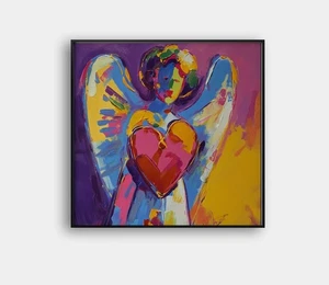 💖 Angel with Heart Giclée 🕊️ 24x24 Fine Art | COA | "Framed" by Peter Max V18 - Picture 1 of 8
