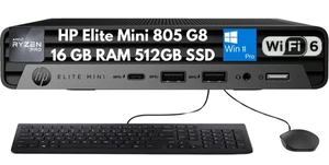 New HP Elite Mini 805 G8 Desktop Ryzen 5 PRO 5650G 16GB 512GB SSD WiFi Win11Pro - Picture 1 of 4