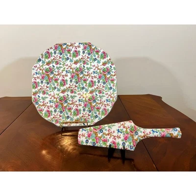 Plato de Pastel Lord Nelson con Cuchillo Bandeja para Servir Postres Árbol Indio Motivo Floral Foto 1 de 4