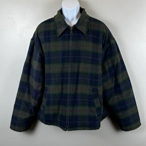 Vintage Old Navy Plaid Wool Car Coat Mens XL Preppy Green Heritage Fall Jacket - Picture 1 of 10
