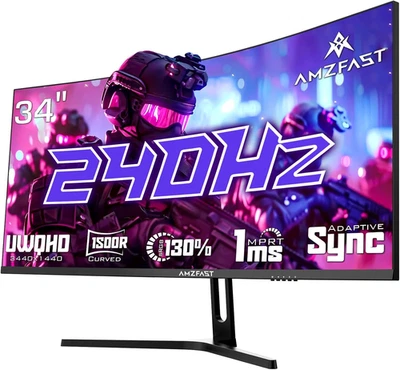 34 Zoll Curved Gaming Monitor 240Hz, Ultrawide QHD 3440X1440, 21:9 PC Bildschirm - Bild 1 von 4