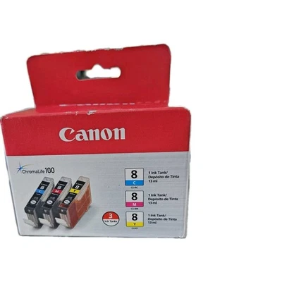 Tanques de tinta Canon CLI-8 ChromaLife 100 cian, magenta, amarillo, paquete de 3, IP3300 Foto 1 de 3