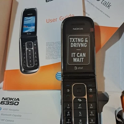 Nokia 6350 Graphite ( AT&T ) Cellular Flip Phone with power cord & Manual - Image 1 of 4