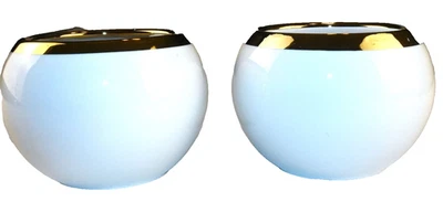 2 陶瓷花瓶白色装饰金色、花朵、现代装饰。 很棒的植物起动器 — 第 1/4 张图片