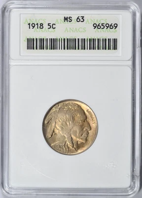 1918 BUFFALO NICKEL ANACS MS63 NICE COIN - Image 1 of 3