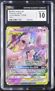 Pokemon Karte CGC 10 Mewtwo & Mew GX Unified Minds 71/236 - Bild 1 von 2