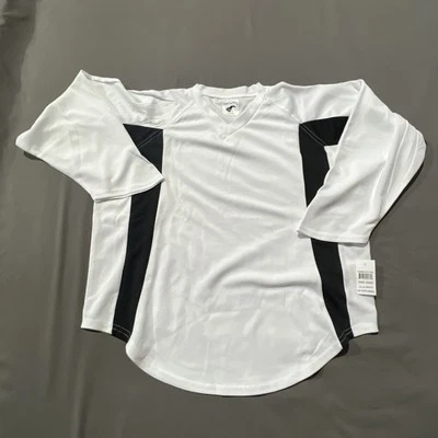 Camiseta deportiva de hockey Pear Sox junior talla YL/YXL blanca negra malla de aire manga larga  Foto 1 de 4