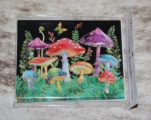 LEANIN TREE "Lots of Colorful Mushrooms"~Pk 8 Notecards #35786~Colorful Inside - Picture 1 of 2