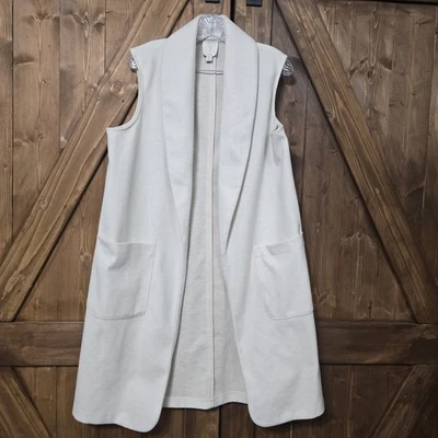 Chaleco Joie Para Mujer Talla L Frente Abierto Longline Plumero Sin Mangas Bolsillos Foto 1 de 4