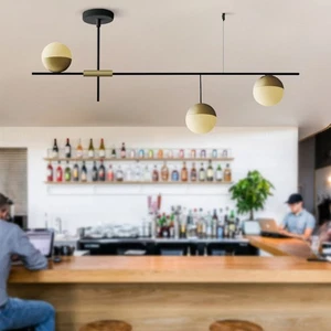 3-Light Modern Linear Bubble Chandelier Glass Ball Pendant Ceiling Light Fixture - Picture 1 of 7