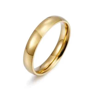 4MM Stainless Steel Gold Plated Men Women Wedding Ring Band Size 3-13 - Picture 1 of 8