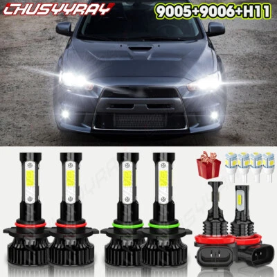 For Mitsubishi Lancer 2008-2015 6X LED Faro Alto/Bajo + Bombillas antiniebla - Image 1 of 4
