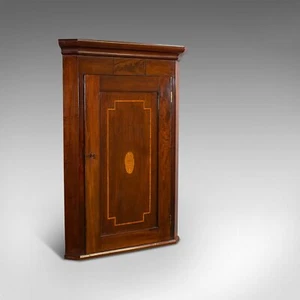 Antique Corner Cabinet, English, Mahogany, Walnut, Inlay, Georgian, Circa 1800 - Picture 1 of 12