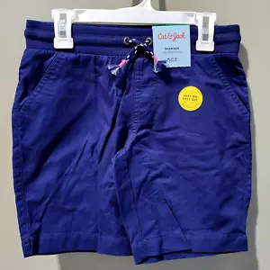 Cat & Jack Girls' Medium 7/8 Dark Navy Blue Cotton Bermuda Shorts w/ Drawstring - Picture 1 of 5