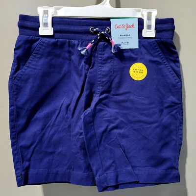 Cat & Jack Dark Navy Blue Cotton Bermuda Shorts w/ Drawstring -- Size Medium 7/8 - Image 1 of 4